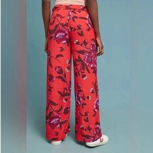 Anthropologie Wide Leg Pants in Red and Purple Floral